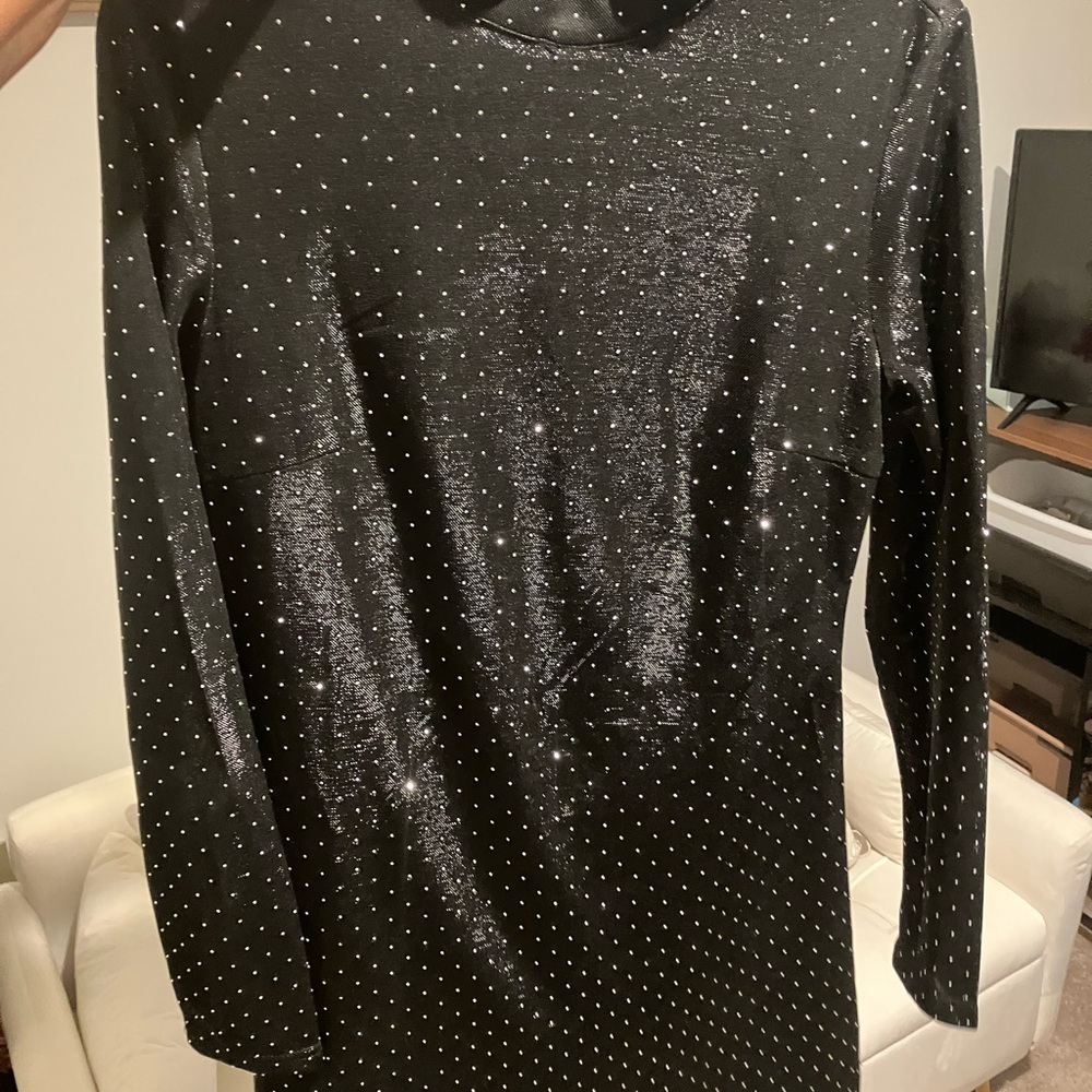 Lulu's Shimmering Black Polka Dot Blouse